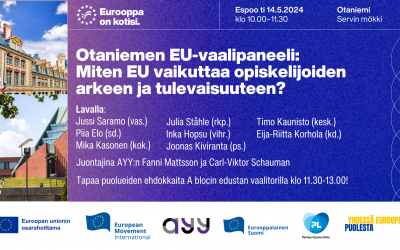 Eurooppa on kotisi -EU-vaalikiertue rantautuu Otaniemeen 14.5.2024